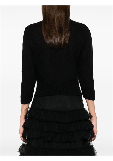 Black cropped V-neck sweater Simone Rocha - women SIMONE ROCHA | MIMK5B0657BLK